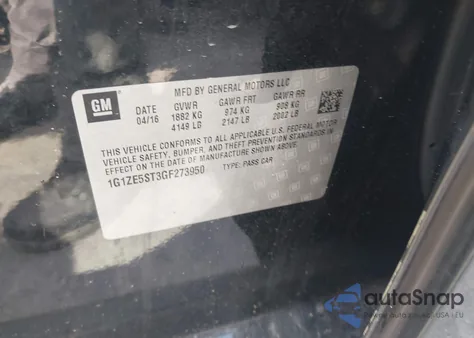 2016 Chevrolet Malibu 1Lt z USA, uszkodzony, nr VIN 1G1ZE5ST3GF273950